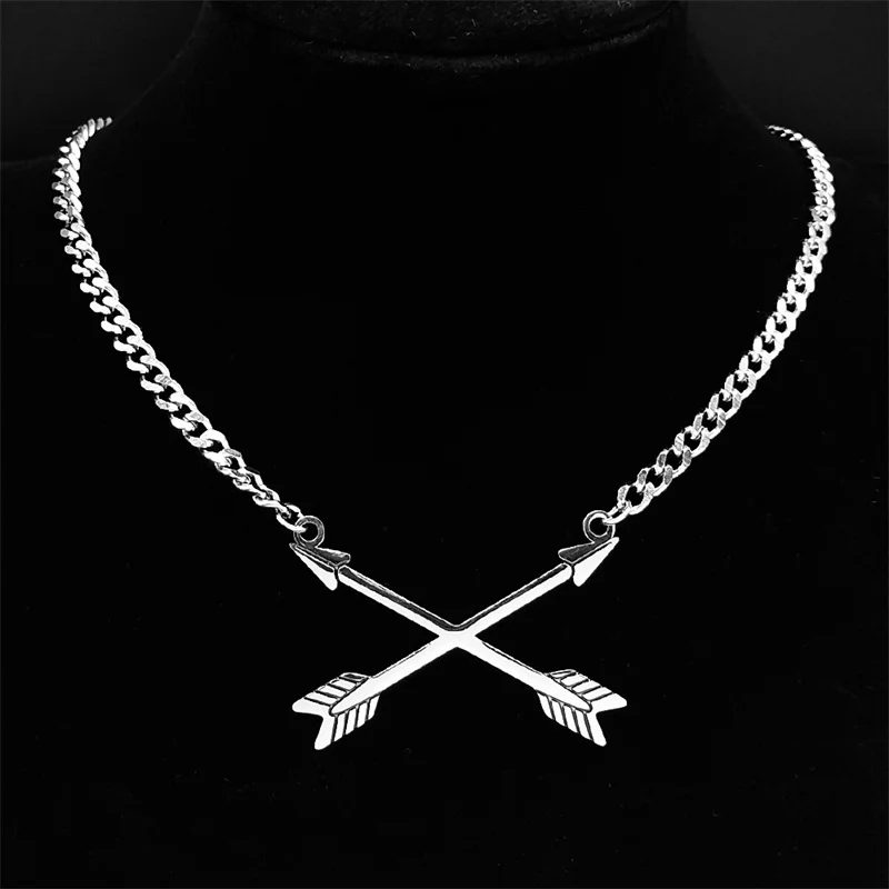 Punk Arrow Necklace Stainless Steel Cross Arrows Pendant Necklaces Valentine's Day Jewelry Collar acero inoxidable joyeria N3613
Punk Arrow Necklace Stainless Steel Cross Arrows Pendant Necklaces Valentine's Day Jewelry Collar acero inoxidable joyeria N3613