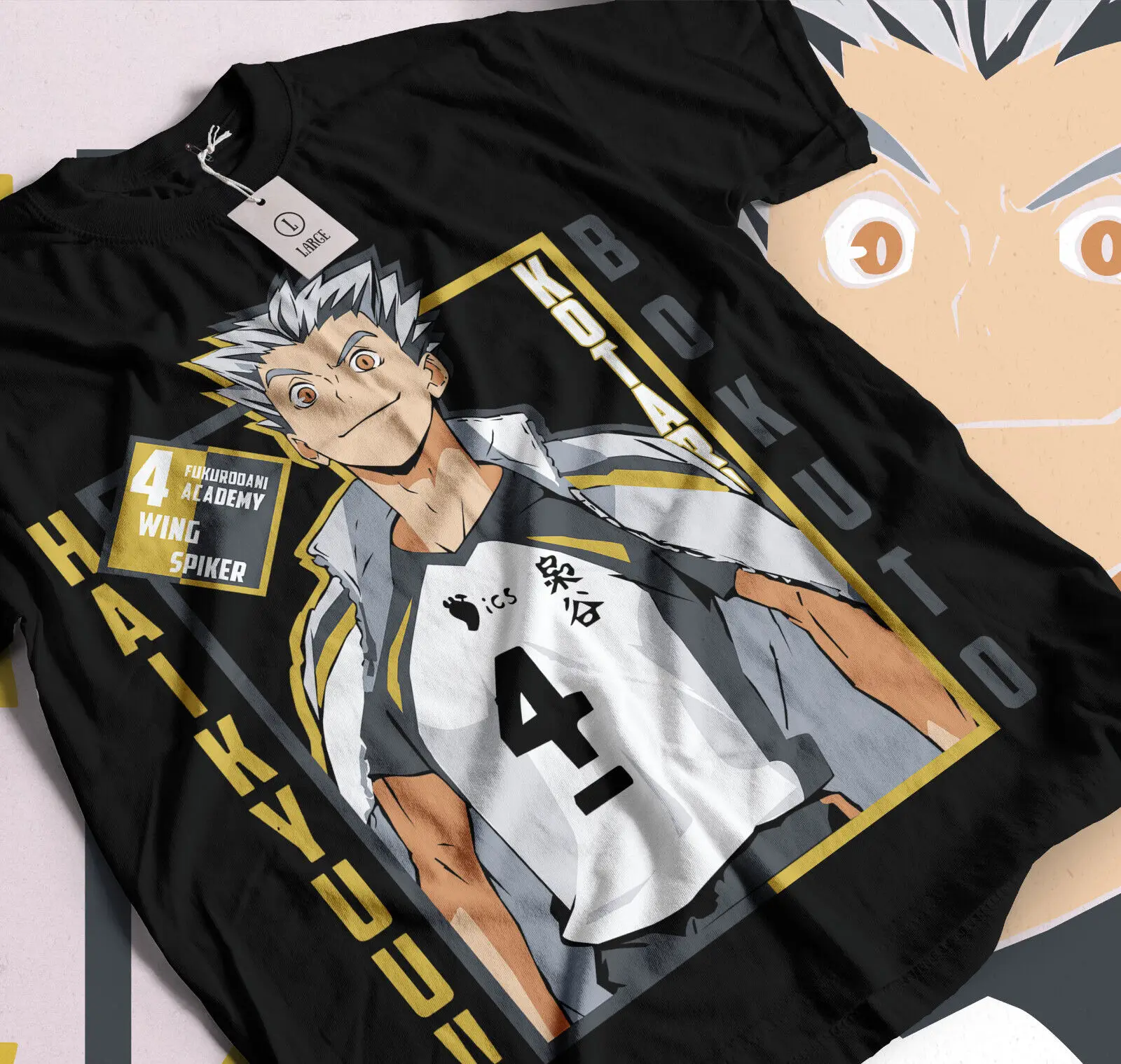 Футболка Kotaro Bokuto Haikyuu черная футболка для волейболиста в стиле аниме 021