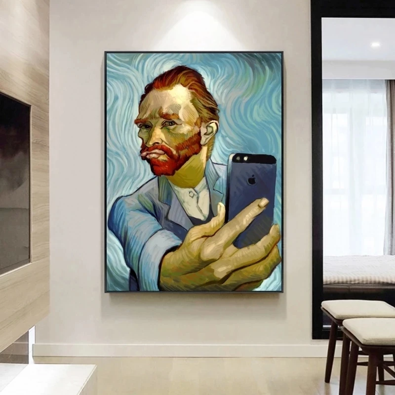Funny Art Van Gogh Selfie By Phone Canvas Painting Abstract Portrait of Van Gogh Posters and Prints Wall Pictures for Home Decor
Funny Art Van Gogh Selfie By Phone Canvas Painting Abstract Portrait of Van Gogh Posters and Prints Wall Pictures for Home Decor