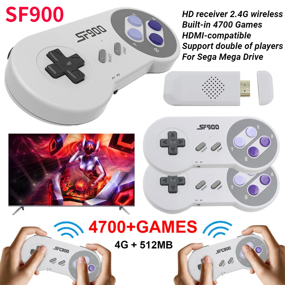 

SF900 Video Game Consoleor For Super Nintendo SNES NES Built in 4700 Games Retro Handheld Game Player For Sega Mega Drive