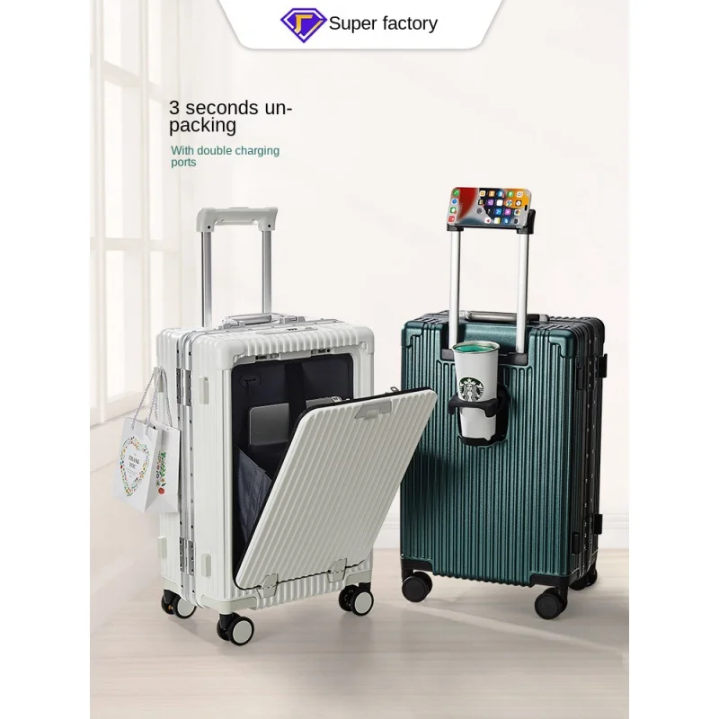 Aluminum Frame Suitcase, 20 inch boarding Case, Multifunctional Front opening, Password, and Rechargeable Suitcase Rotated 360 °
Aluminum Frame Suitcase, 20 inch boarding Case, Multifunctional Front opening, Password, and Rechargeable Suitcase Rotated 360 °