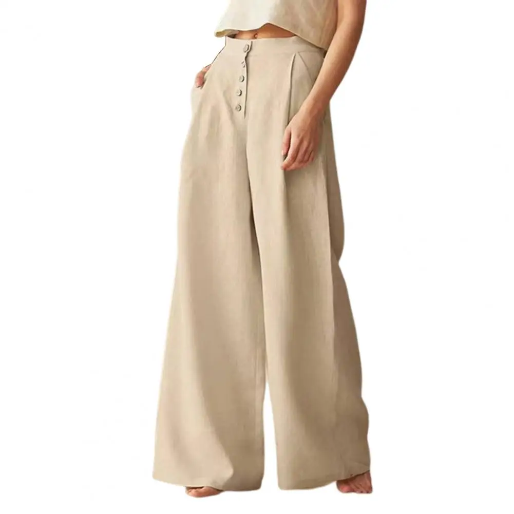Summer Women Pants Wide Leg Solid Color Loose Comfortable Buttons Daily Wear Pockets Casual Women Trousers Female Clothes
Summer Women Pants Wide Leg Solid Color Loose Comfortable Buttons Daily Wear Pockets Casual Women Trousers Female Clothes