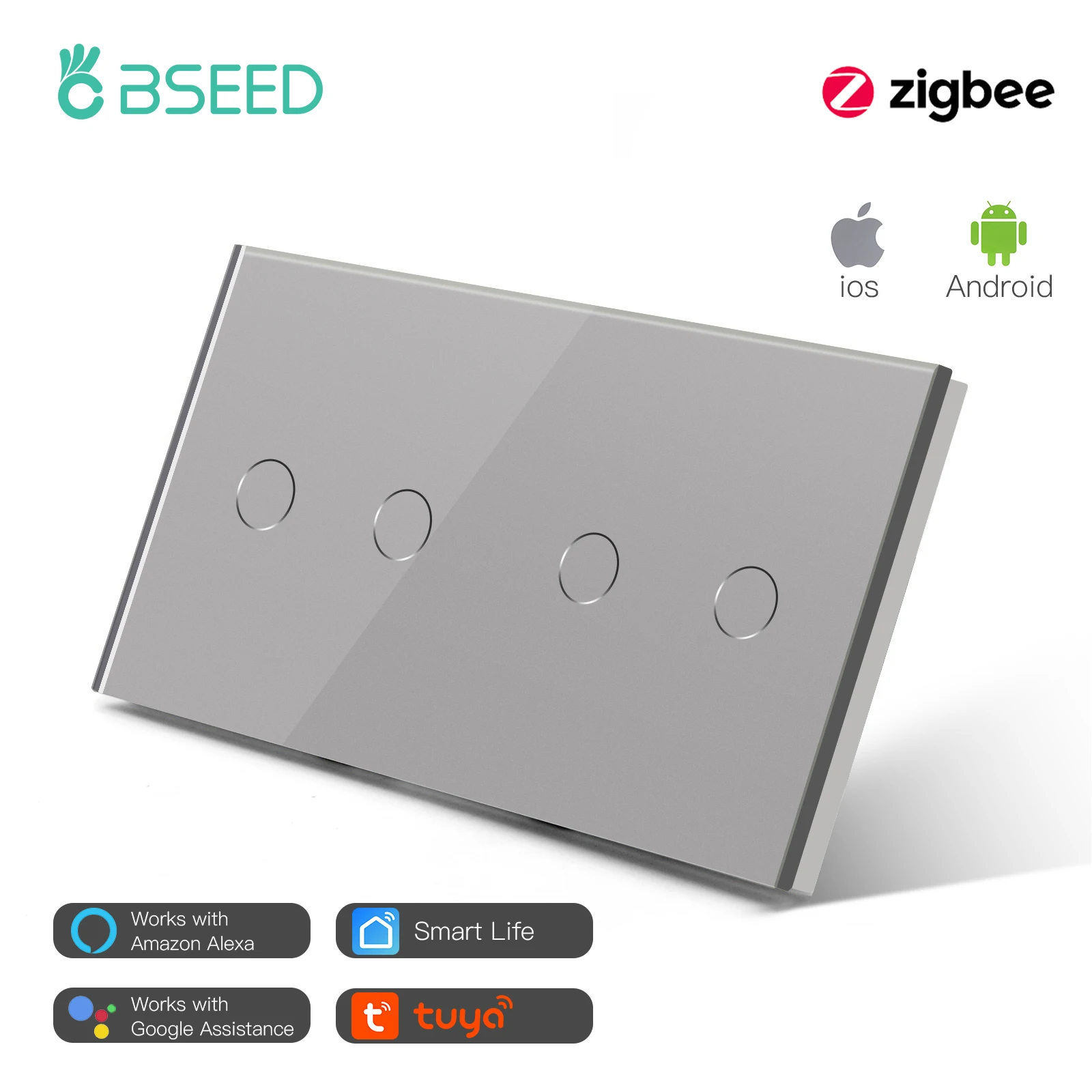 Беспроводной интеллектуальный выключатель BSEED Zigbee 1/2/3 клавиши
Беспроводной интеллектуальный выключатель BSEED Zigbee 1/2/3 клавиши