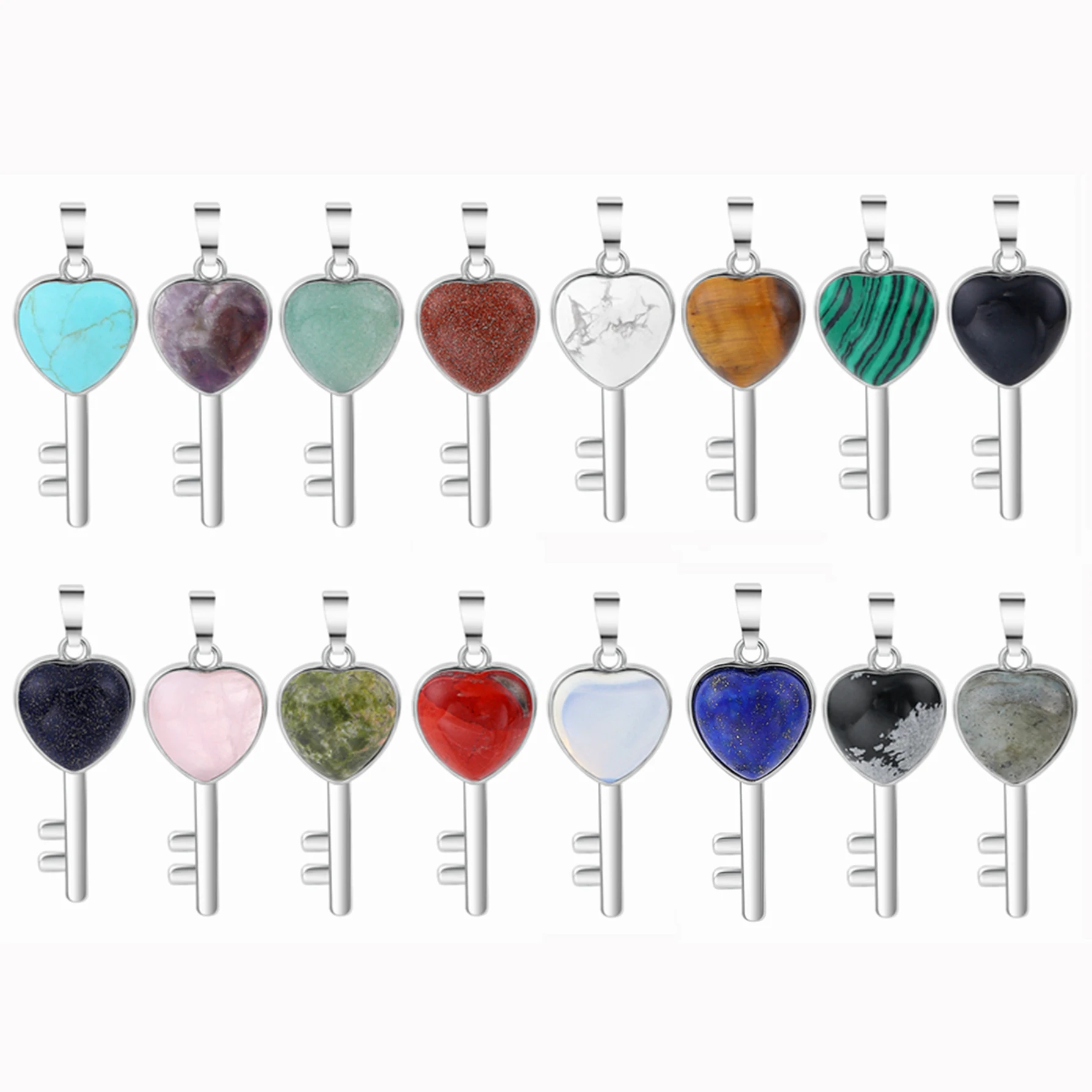 Natural Stone Heart Key Pendant for Making Jewelry Necklace Earrings Charms Birthstone Lock Crystal Women Men Healing Chakra
Natural Stone Heart Key Pendant for Making Jewelry Necklace Earrings Charms Birthstone Lock Crystal Women Men Healing Chakra