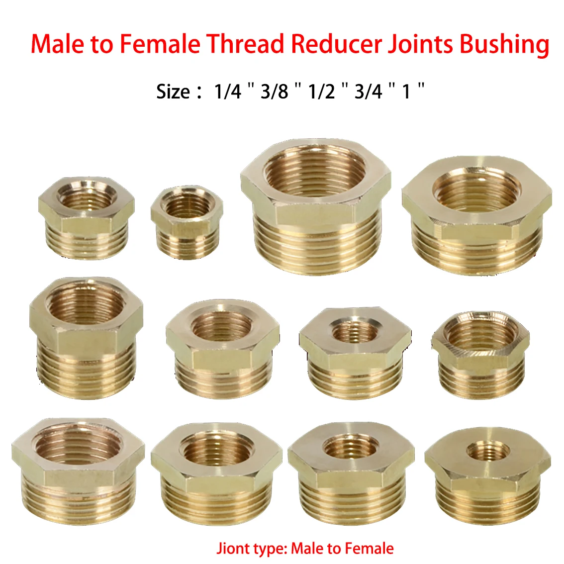 1Pcs Male to Female Thread Reducer Joints Bushing BSP 1/4"3/8"1/2"3/4"1"Brass Pipe Fitting Coupler Connector Hex Nut Accessories
1Pcs Male to Female Thread Reducer Joints Bushing BSP 1/4"3/8"1/2"3/4"1"Brass Pipe Fitting Coupler Connector Hex Nut Accessories