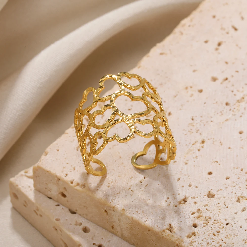 Heart Stainless Steel Ring Multi Layer Gold Color Ring Adjustable Circlet Fashion Elegant Jewelry Accessories For Women Gift
Heart Stainless Steel Ring Multi Layer Gold Color Ring Adjustable Circlet Fashion Elegant Jewelry Accessories For Women Gift