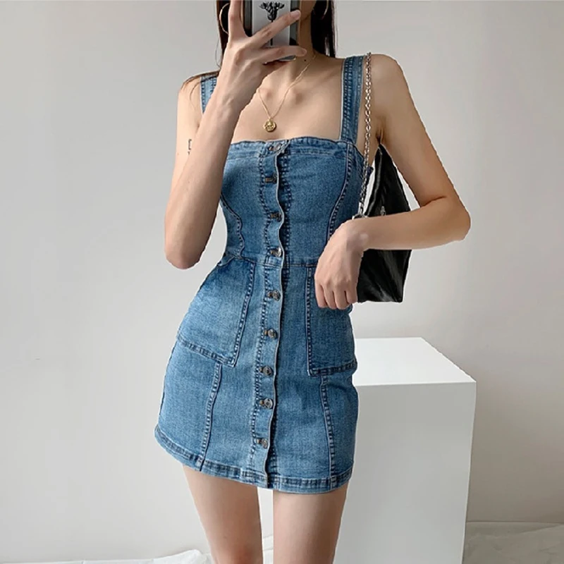 Summer Denim Short Dress Denim Slip Dress 2023 New Patchwork Design Korean Style Retro Short Skirt Over The Knee Mini Skirt
Summer Denim Short Dress Denim Slip Dress 2023 New Patchwork Design Korean Style Retro Short Skirt Over The Knee Mini Skirt