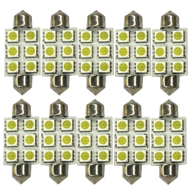 10Pcs Festoon-39mm LED Car Light 12V C10W C5W Bulb White for Auto License plate lnterior Reading Lamp 5050 6500K 6SMD
10Pcs Festoon-39mm LED Car Light 12V C10W C5W Bulb White for Auto License plate lnterior Reading Lamp 5050 6500K 6SMD