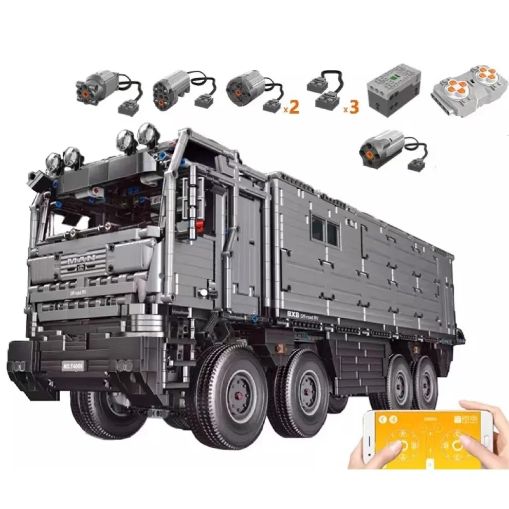 Technology Building Blocks RC MAN RV off-Road Luxury Expedition Camper 8x8 Truck Remote Control Bricks Assembly Toys Boy Gift
Technology Building Blocks RC MAN RV off-Road Luxury Expedition Camper 8x8 Truck Remote Control Bricks Assembly Toys Boy Gift