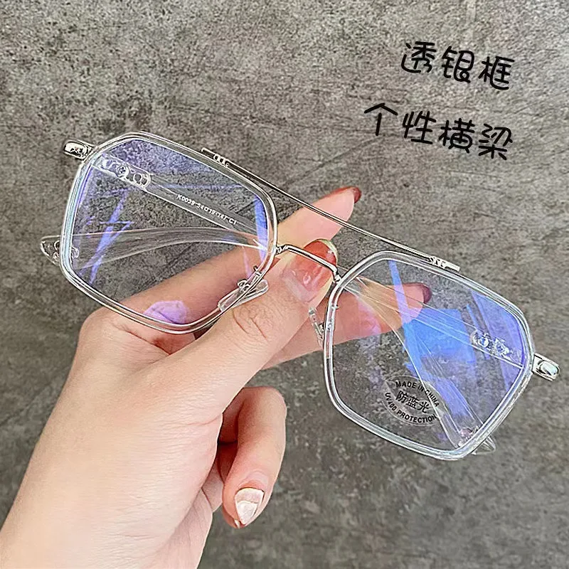 

Anti-Blue Ray Plain Glasses Glasses Men's Fashionable Ins Myopia Glasses Rim Glasses Frame Women's Fashionable Light