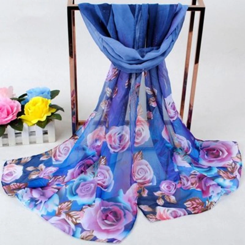 

Новинка 2023, Модный женский пляжный шелковый шарф с цветочным принтом, шали, женские длинные пляжные шали