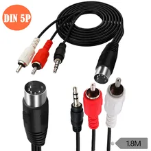 5 Pin DIN Cable，5-Pin-DIN to 2RCA Male /DC 3.5mm 3Pole Male Audio cable Used in audio equipment 1.8m