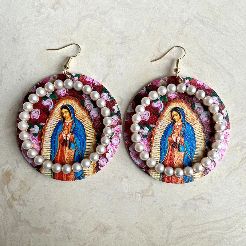 Dainty Round Shaped Easter Madonna Print Leather Pave Pearl Pendant Earrings earrings for women
Dainty Round Shaped Easter Madonna Print Leather Pave Pearl Pendant Earrings earrings for women