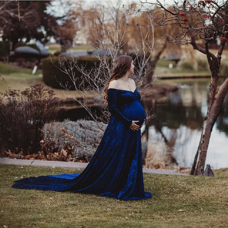 Velvet Maternity Off Shoulder Half Circle Long Sleeve Fitted Gown Maxi Photography Dress for Baby Shower Photo Props Dress
Velvet Maternity Off Shoulder Half Circle Long Sleeve Fitted Gown Maxi Photography Dress for Baby Shower Photo Props Dress