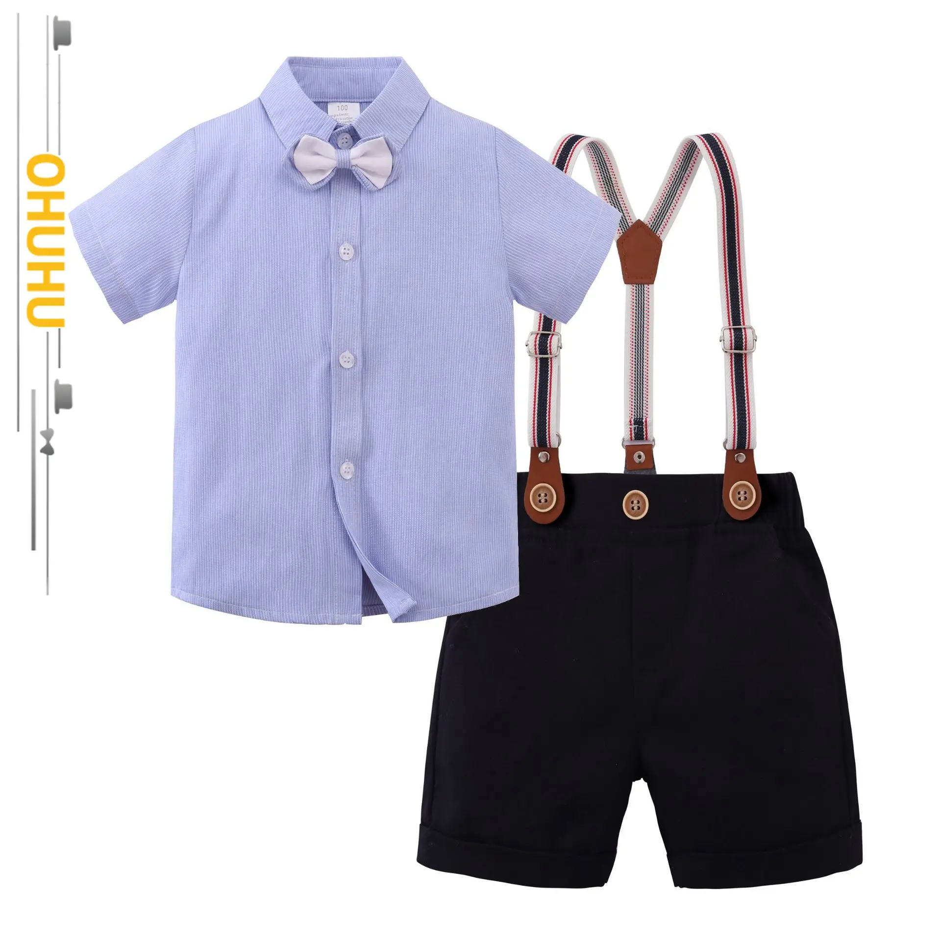 2022 Summer New Baby Boy Gentleman Suit Short Sleeve Bib Shorts Three Piece Striped Formal Dress Set 3324
2022 Summer New Baby Boy Gentleman Suit Short Sleeve Bib Shorts Three Piece Striped Formal Dress Set 3324