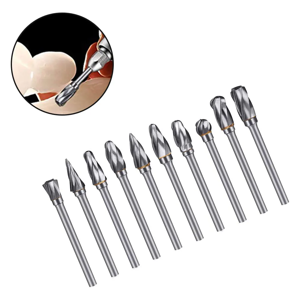 10Pcs/Set 3mm Shank Tungsten Carbide Rotary File Burr Milling Cutter CNC Engraving Abrasive Tools Metalworking Milling Polishing
10Pcs/Set 3mm Shank Tungsten Carbide Rotary File Burr Milling Cutter CNC Engraving Abrasive Tools Metalworking Milling Polishing