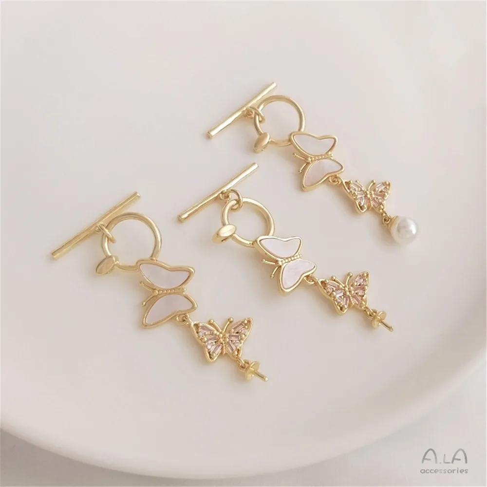 Micro-inlaid zircon natural mother shell 14K gold retaining color butterfly pearl necklace pendant OT button DIY jewelry button
Micro-inlaid zircon natural mother shell 14K gold retaining color butterfly pearl necklace pendant OT button DIY jewelry button