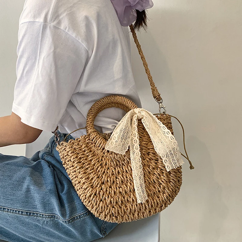 Summer Straw Bow Crossbody Bag Woman Casual Simple Basket Women's Handbag Fashion Brand Designer Ladies Shoulder Bag 2022
Summer Straw Bow Crossbody Bag Woman Casual Simple Basket Women's Handbag Fashion Brand Designer Ladies Shoulder Bag 2022