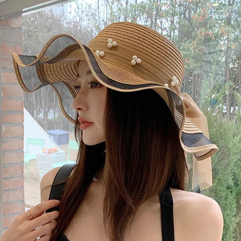 New Korean Style Woman Straw Gauze Joint Bow Ribbon Large Brim Sunshade Ins Celebrity Outing Fashion Beach Holiday Glacier Hat
New Korean Style Woman Straw Gauze Joint Bow Ribbon Large Brim Sunshade Ins Celebrity Outing Fashion Beach Holiday Glacier Hat