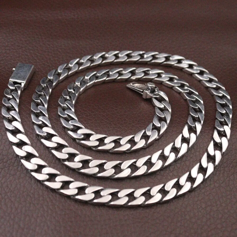 Real 925 Sterling Silver 7mm Curb Link Chain Men's Necklace 23.6inch L 
Real 925 Sterling Silver 7mm Curb Link Chain Men's Necklace 23.6inch L