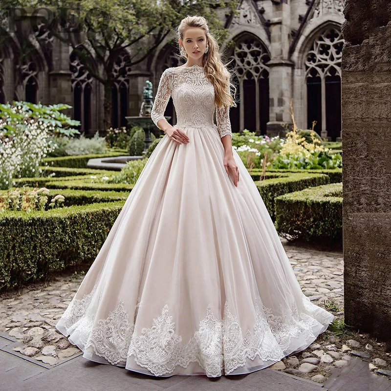 Luxury Wedding Dress High Neck Full Sleeve Button Appliques Bridal Gowns Floor-Length Court Train Vestido De Novia Custom Made
Luxury Wedding Dress High Neck Full Sleeve Button Appliques Bridal Gowns Floor-Length Court Train Vestido De Novia Custom Made