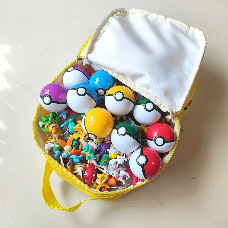 

144Pcs Mini Pokemon Fiqure Anime Pikachu Bag Cute Charizard Mewtwo Eevee Bulbasaur Squirtle Psyduck Wtih Pokeball Kids Gifts