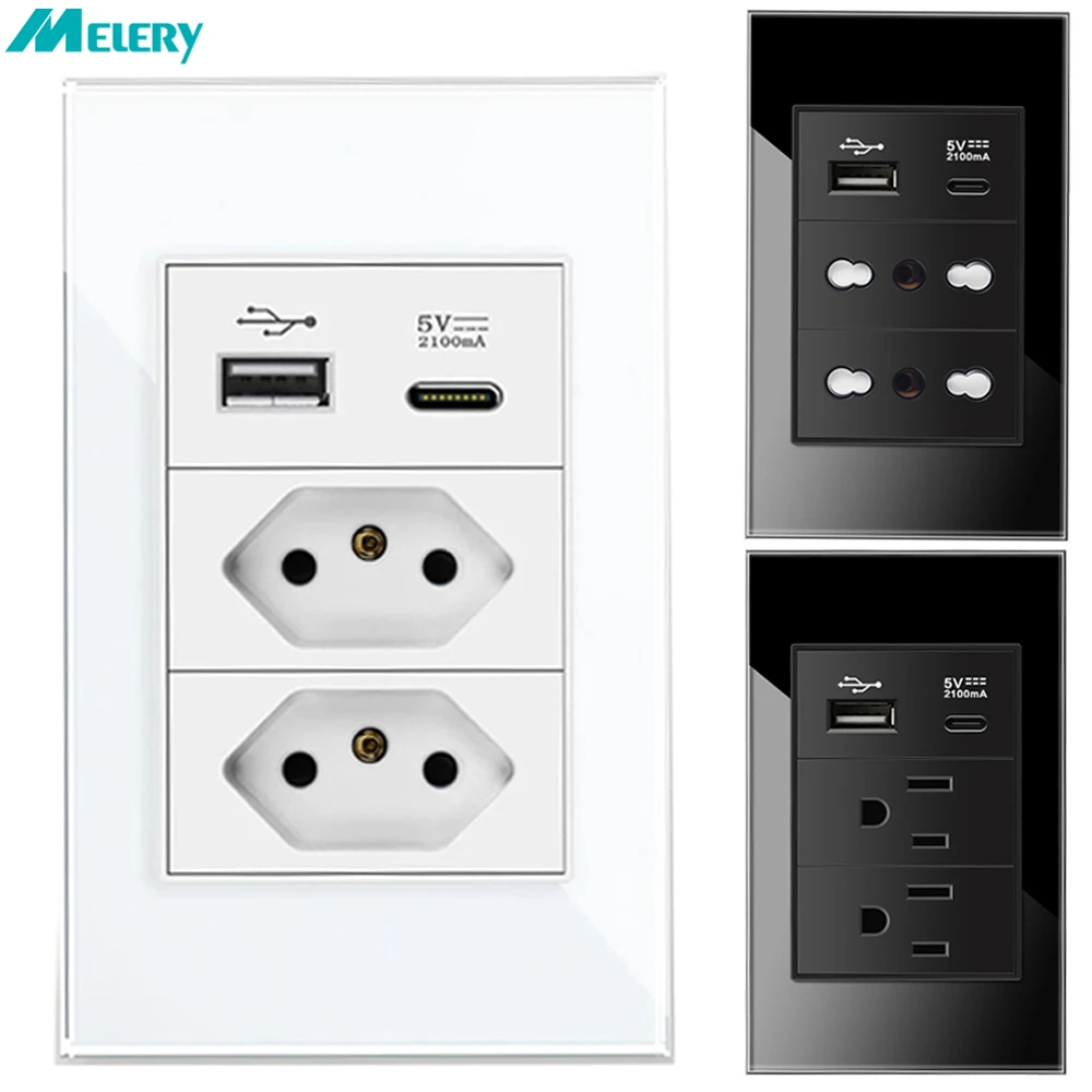 20A Brazil/US/Italy/Chile Plug Wall Sockets USB Type C Pressure Switch Plastic/ Tempered Glass 118 Panel Outlets Home Office
20A Brazil/US/Italy/Chile Plug Wall Sockets USB Type C Pressure Switch Plastic/ Tempered Glass 118 Panel Outlets Home Office