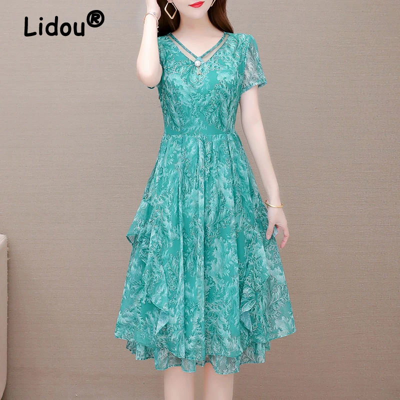 Female Clothing Ruffle Irregular Vintage Elegant Dresses for Women 2023 Summer Trendy V Neck Print Short Sleeve Slim Mini Dress
Female Clothing Ruffle Irregular Vintage Elegant Dresses for Women 2023 Summer Trendy V Neck Print Short Sleeve Slim Mini Dress