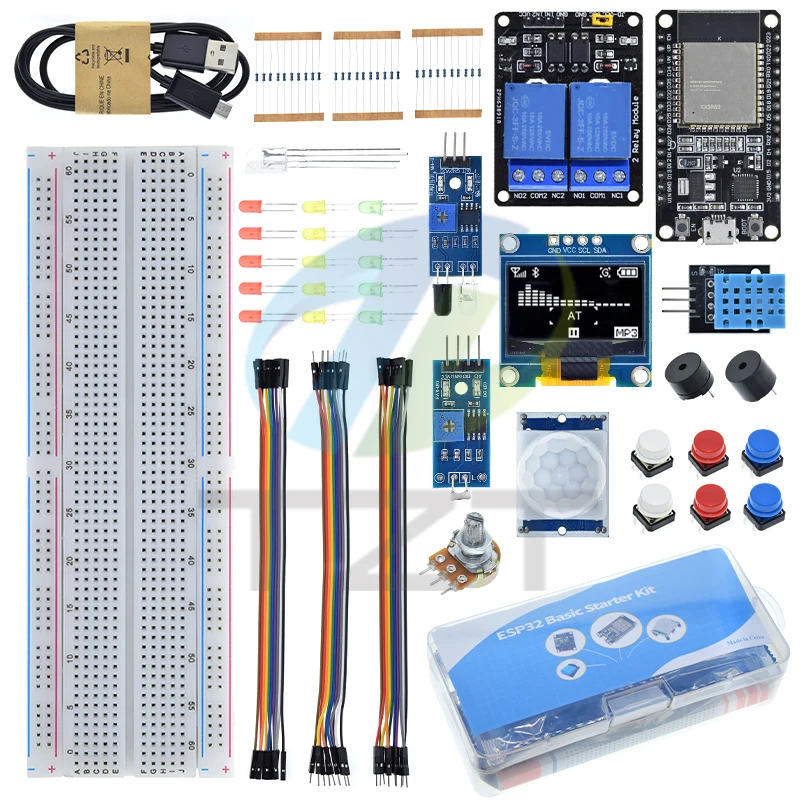 

Базовый стартовый комплект для ESP32 ESP-32S, макетная плата Wi-Fi для Arduino Project, обучающий комплект с туториями ESP32, комплект с коробкой