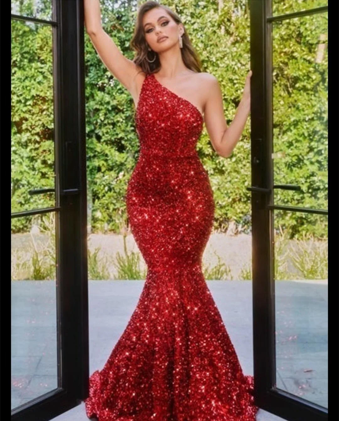 Женское вечернее платье с юбкой-годе, длинное красное платье с блестками, соблазнительное платье с глубоким вырезом на спине, платье для веч... 
Женское вечернее платье с юбкой-годе, длинное красное платье с блестками, соблазнительное платье с глубоким вырезом на спине, платье для веч...