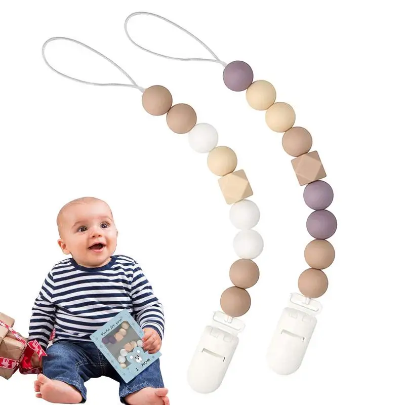 Baby Pacifier Chain 2pcs Anti-drop Pacifier Holder Silicone Beads Teether Toy Pacifier Chain Clip Daily Use Infant Pacifier
Baby Pacifier Chain 2pcs Anti-drop Pacifier Holder Silicone Beads Teether Toy Pacifier Chain Clip Daily Use Infant Pacifier