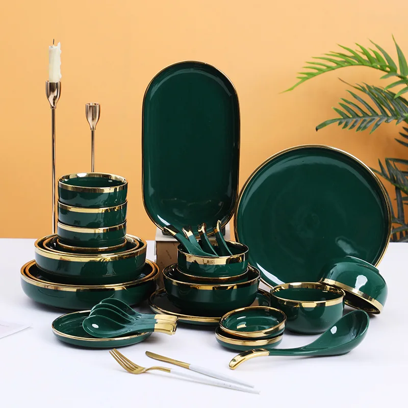 Nordic Ceramic Tableware Steak Dinner Plate Cutlery Set Soup Bowl Fruit Salad Fast Food Dessert Tray 14 Piece couverts de table
Nordic Ceramic Tableware Steak Dinner Plate Cutlery Set Soup Bowl Fruit Salad Fast Food Dessert Tray 14 Piece couverts de table