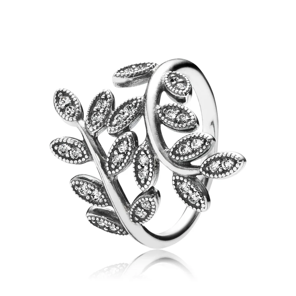 

Authentic 925 Sterling Silver Sparkling Leaves Fashion Ring For Women Gift DIY Jewelry