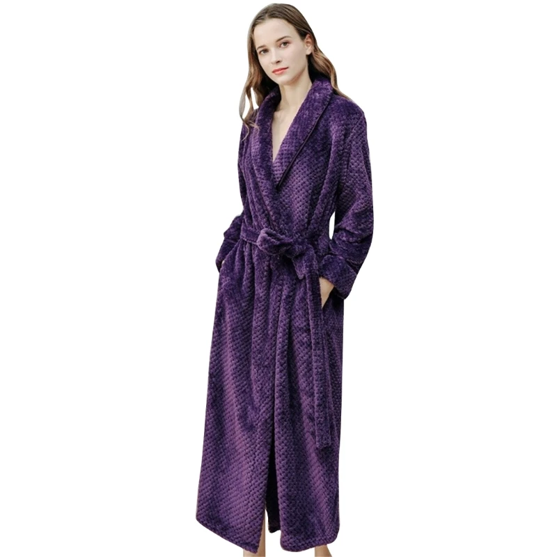 667E Women Men Warm Flannel Shawl Collar Bathrobe Fleece Full Length Belted Long Robe
667E Women Men Warm Flannel Shawl Collar Bathrobe Fleece Full Length Belted Long Robe