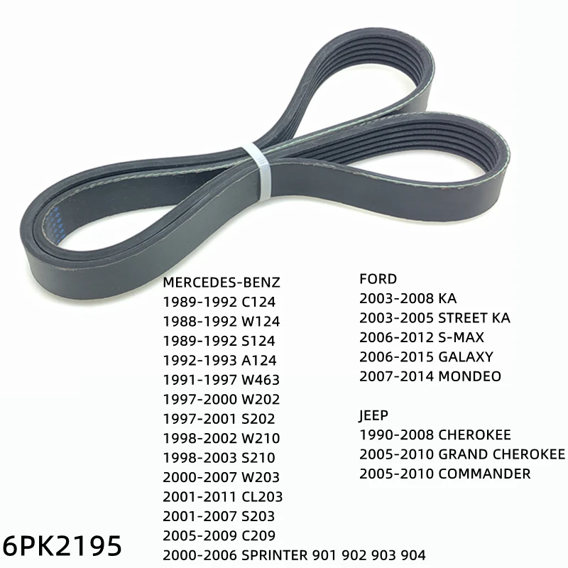 

6PK2195 Engine Air Conditioner Belt V-Ribbed Belts Drive For FORD STREET KA S-MAX GALAXY MONDEO JEEP GRAND CHEROKEE COMMANDER