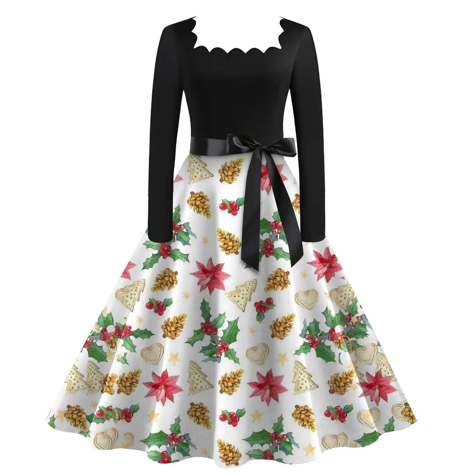 Женское платье с высокой талией и квадратным вырезом, средней длины
Женское платье с высокой талией и квадратным вырезом, средней длины