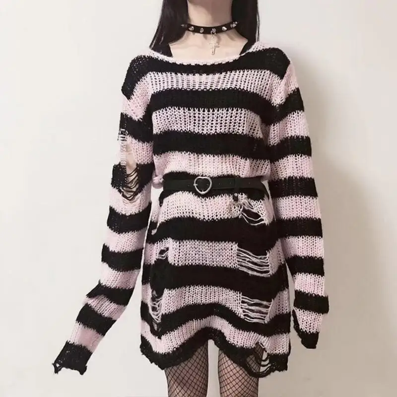2022 Punk Gothic Emo Sweater Emo Tops E-girls Mall Goth Pullovers Y2k Harajuku Grunge Clothes Alt Dark Aesthetic Striped Jumpers
2022 Punk Gothic Emo Sweater Emo Tops E-girls Mall Goth Pullovers Y2k Harajuku Grunge Clothes Alt Dark Aesthetic Striped Jumpers