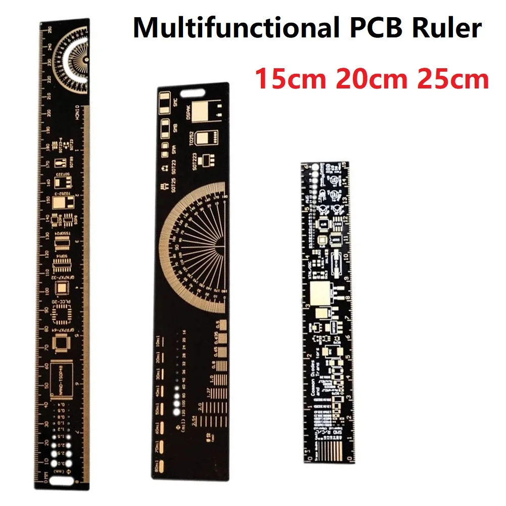 1 Pc R-4 Gold-plated PCB Ruler 15cm 20cm 25cm Multifunctional PCB Ruler Measuring Tool Capacitor IC SMD Diode Measurement Tools
1 Pc R-4 Gold-plated PCB Ruler 15cm 20cm 25cm Multifunctional PCB Ruler Measuring Tool Capacitor IC SMD Diode Measurement Tools