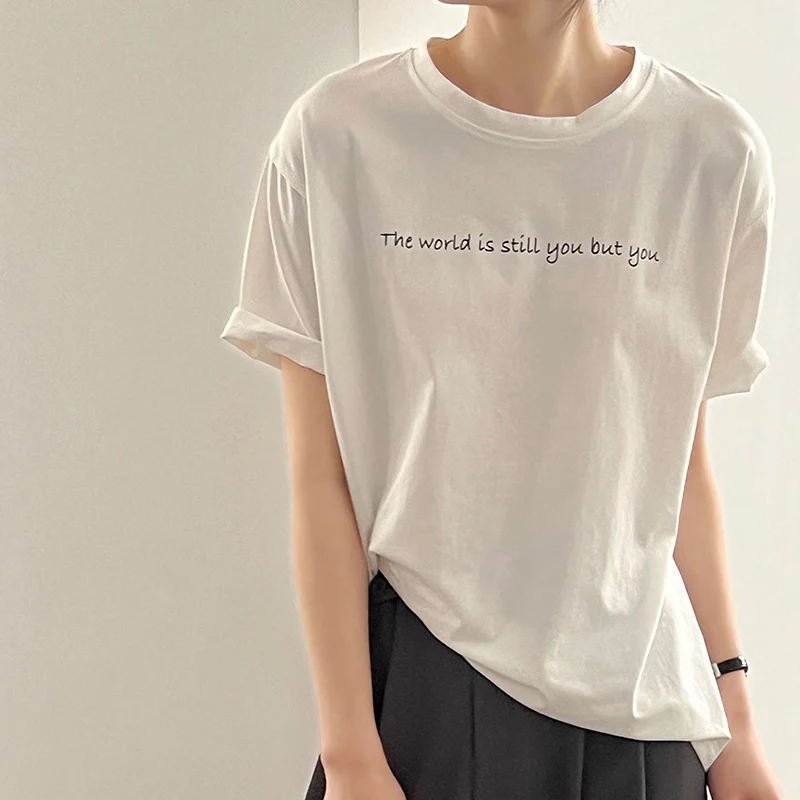 Женская футболка с буквенным принтом, облегающий Свободный Топ с коротким рукавом, весна-лето 2023
Женская футболка с буквенным принтом, облегающий Свободный Топ с коротким рукавом, весна-лето 2023