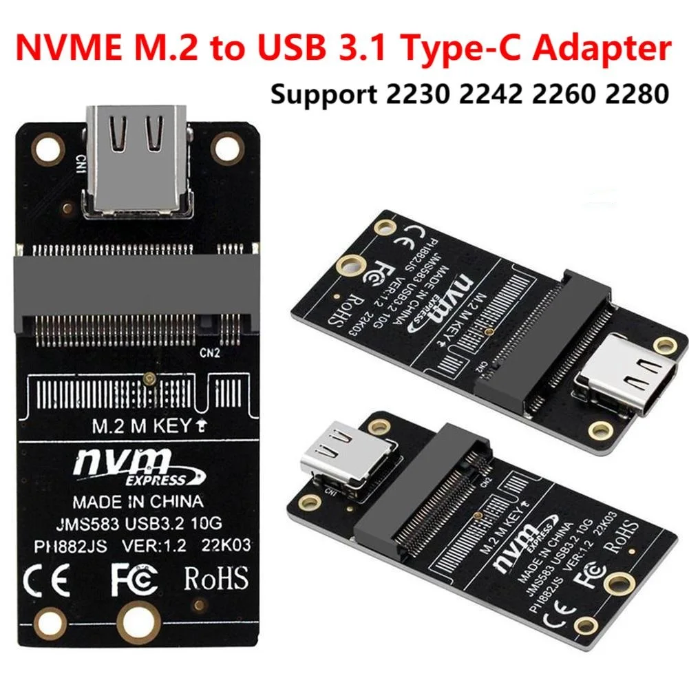 M.2 To Type-C SSD Enclosure Adapter M2 NVME HDD Enclosure Interposer Board JMS583 Chip 10Gbps Support 2230 2242 2260 2280 SSD
M.2 To Type-C SSD Enclosure Adapter M2 NVME HDD Enclosure Interposer Board JMS583 Chip 10Gbps Support 2230 2242 2260 2280 SSD