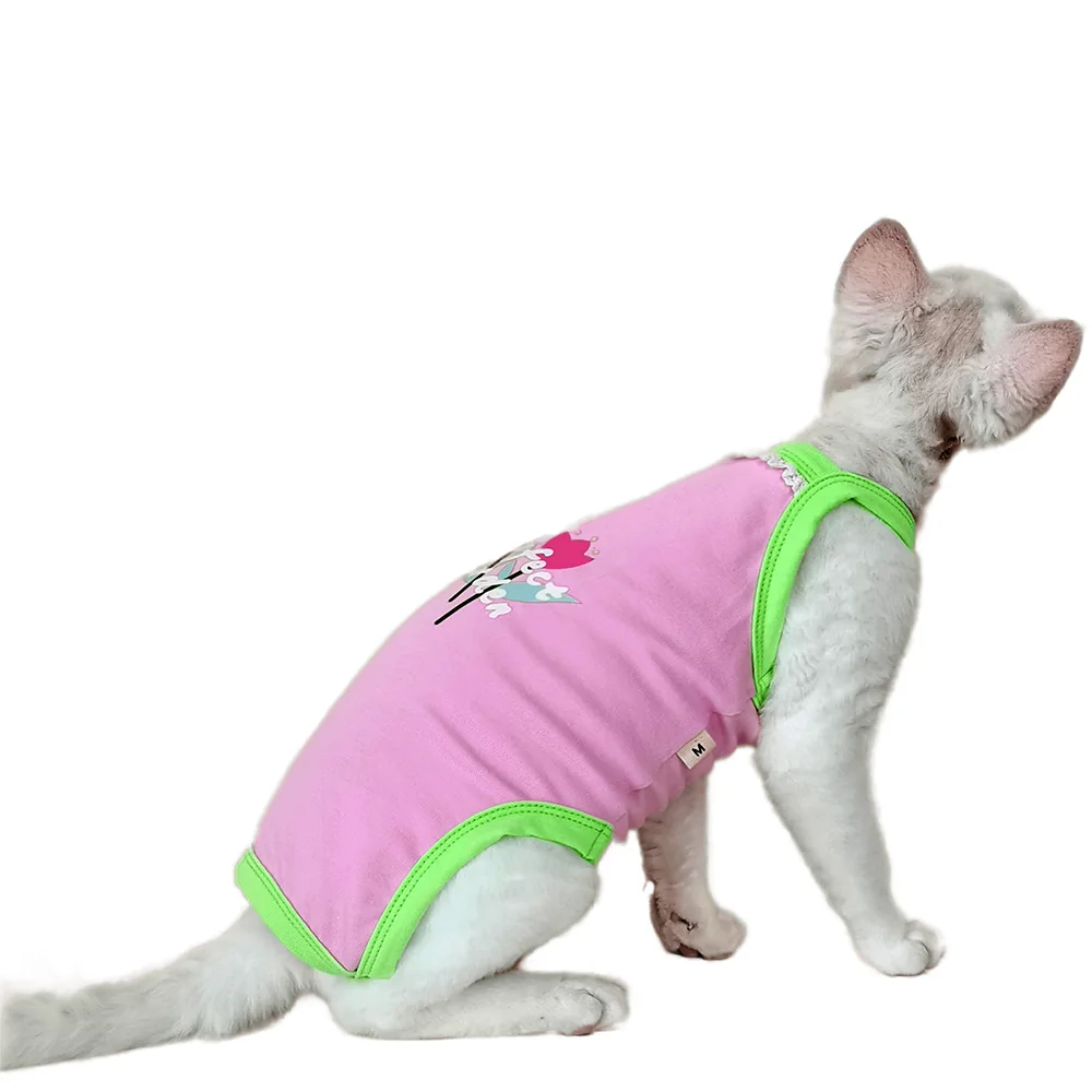 

Belly Cover Four-legged Cat Vest Cotton Kitten Costume Sphinx Hairless Cat Devon Rex Clothes Summer Thin Sphynx Cat Clothes