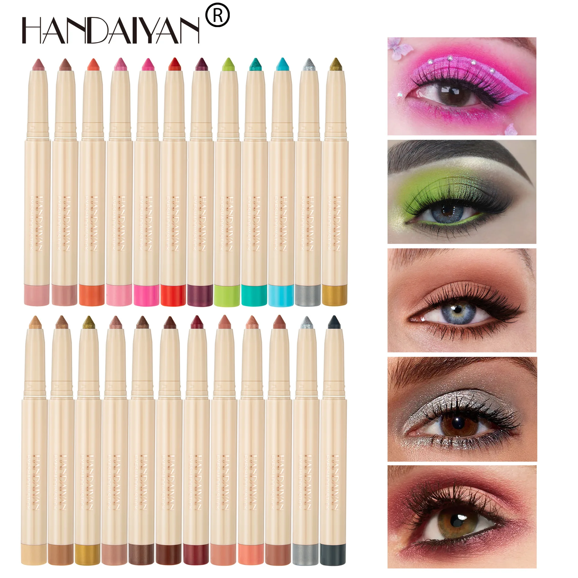 

HANDAIYAN 22 Colors Eyeshadow Stick Set Nightclub Glitter Pearlescent Lying Silkworm Eyeliner Pen Waterproof Eye Shadow Pencil