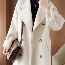 Autumn Winter 2023 New Korean Style Double Sided Cashmere Coat Womens Medium Length 100% Woolen Coat Coat Women Winter Jacket