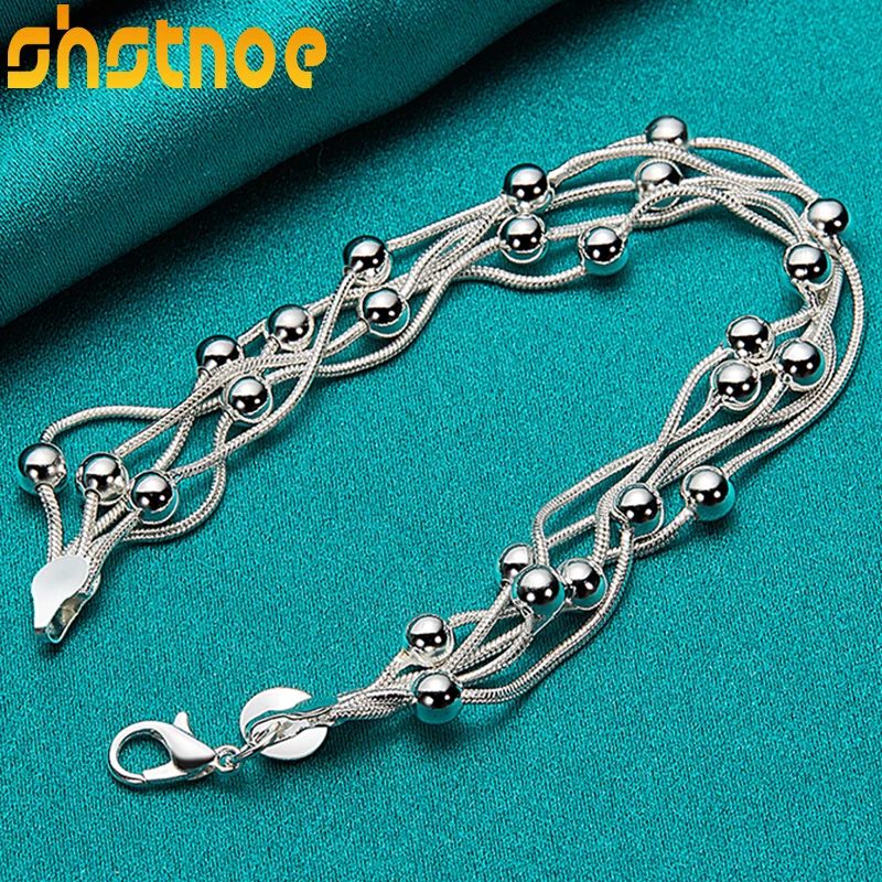 925 Sterling Silver Five Snake Chain Bracelet Smooth Bead Bracelet For Women Party Engagement Wedding Fashion Charm Jewelry
925 Sterling Silver Five Snake Chain Bracelet Smooth Bead Bracelet For Women Party Engagement Wedding Fashion Charm Jewelry