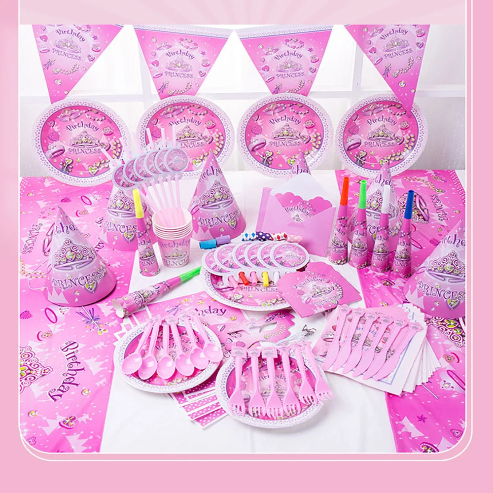 Pink Crown Girls Birthday Party Decorations Disposable Tableware Paper Cup Plate Napkin Tablecloth For Kids Baby Shower Supplies
Pink Crown Girls Birthday Party Decorations Disposable Tableware Paper Cup Plate Napkin Tablecloth For Kids Baby Shower Supplies