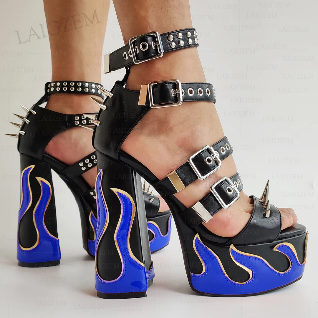 LAIGZEM Women Sandals Studded Buckle Straps Block Square High Heels Sandals Party Pumps Ladies Shoes Woman Large Size 41 45 47
LAIGZEM Women Sandals Studded Buckle Straps Block Square High Heels Sandals Party Pumps Ladies Shoes Woman Large Size 41 45 47