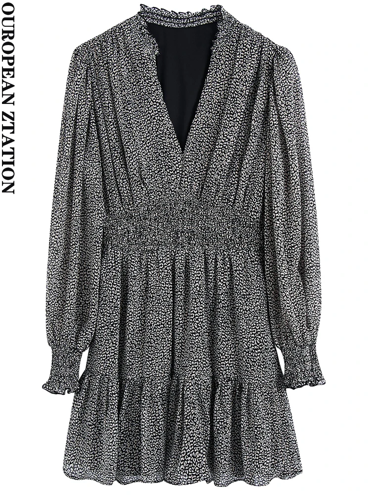 PAILETE Women 2022 fashion new animal print ruffled mini dress vintage long sleeve elastic waist female dresses vestidos mujer
PAILETE Women 2022 fashion new animal print ruffled mini dress vintage long sleeve elastic waist female dresses vestidos mujer