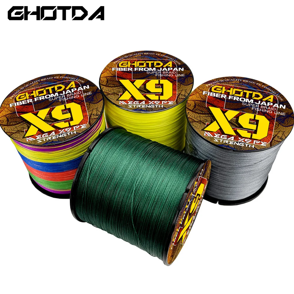 

GHOTDA Round Fishing Line 9 Strands 1000M Braided Fishing Line Super Strong Japan Raw Silk PE Line Braided Line 9-45.4kg