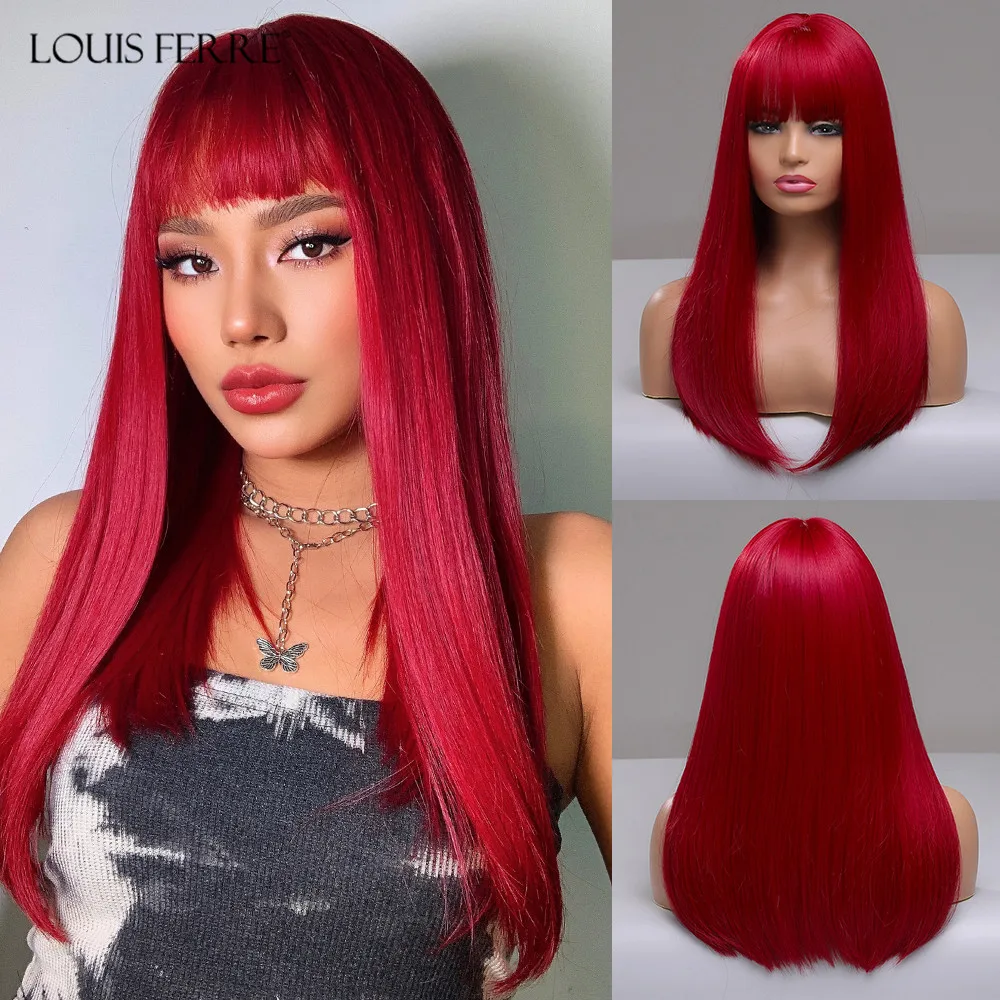 LOUIS FERRE Long Straight Synthetic Hair Wig Red Cosplay Party Lolita Wigs With Bangs for Black/White Women Heat Resistant Fiber
LOUIS FERRE Long Straight Synthetic Hair Wig Red Cosplay Party Lolita Wigs With Bangs for Black/White Women Heat Resistant Fiber