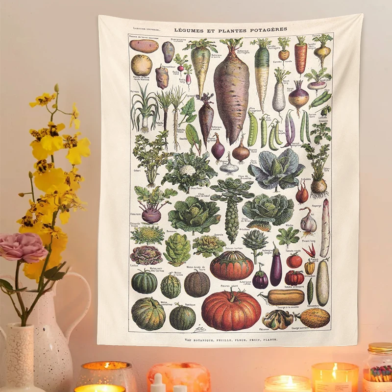 Vegetables and garden plant Tapestry Wall Hanging Botanical Print Illustration Identification Chart Diagram Wall Art Boho Decor
Vegetables and garden plant Tapestry Wall Hanging Botanical Print Illustration Identification Chart Diagram Wall Art Boho Decor
